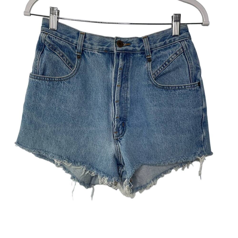 BonJour Shorts 2" High Waisted‎ Frayed Hem Denim Med Wash 90s Y2K 11 12 Vintage